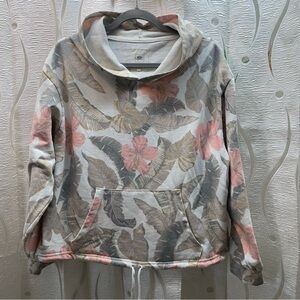 Rip Curl Hoodie Women Medium White Pink Tropical Floral Palm GFEC37 Pullover